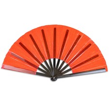 Red Large Transparent Glitter Hand Fan Raves Line Dance Party Folding Clack Fan