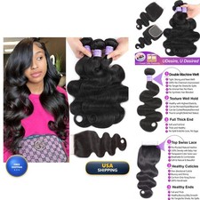 UDesire Brazilian Virgin Hair Bundles 18 20 22 16 Closure Body Wave 3PC 4x4