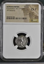 NGC (Ch F ) Roman AR Denarius Commodus AD177-192 NGC Certified Roman CHOICE FINE