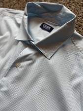 Chaps Mens XL Lt Blue Gingham Check Regular Fit Comfort Stretch Dress Shirt G11