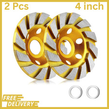 2 Pcs 4 inch Diamond Segment Grinding Wheel Disc Grinder Cup Concrete Stone Cut