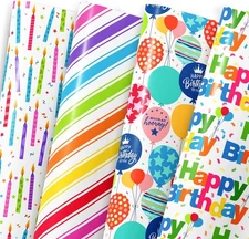 MotiGiftie Birthday Wrapping Paper Sheet - 12 Sheets Folded Flat A 