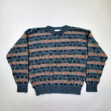 Vtg Tricots St Raphael Sweater XL Acrylic Wool Blend 80s 90s Striped Textured 3D