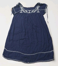 Forever 21 Womens Small Blue Embroidered Tunic Shirt Dress Boho Vacation Aztec