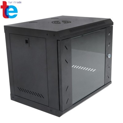 Wall Mount 9U Network Rack 15.5'' Deep w/ Ground Stability & Secure Door
