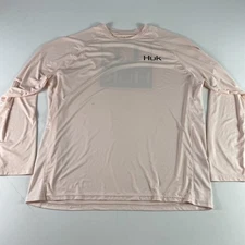 Huk Performance Long Sleeve Shirt XL Pale Pink Logo Fishing Mens Polyester