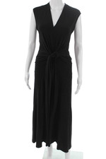 Elie Tahari Women Black V-Neck Sleeveless Maxi Dress Polyester Blend Size XS