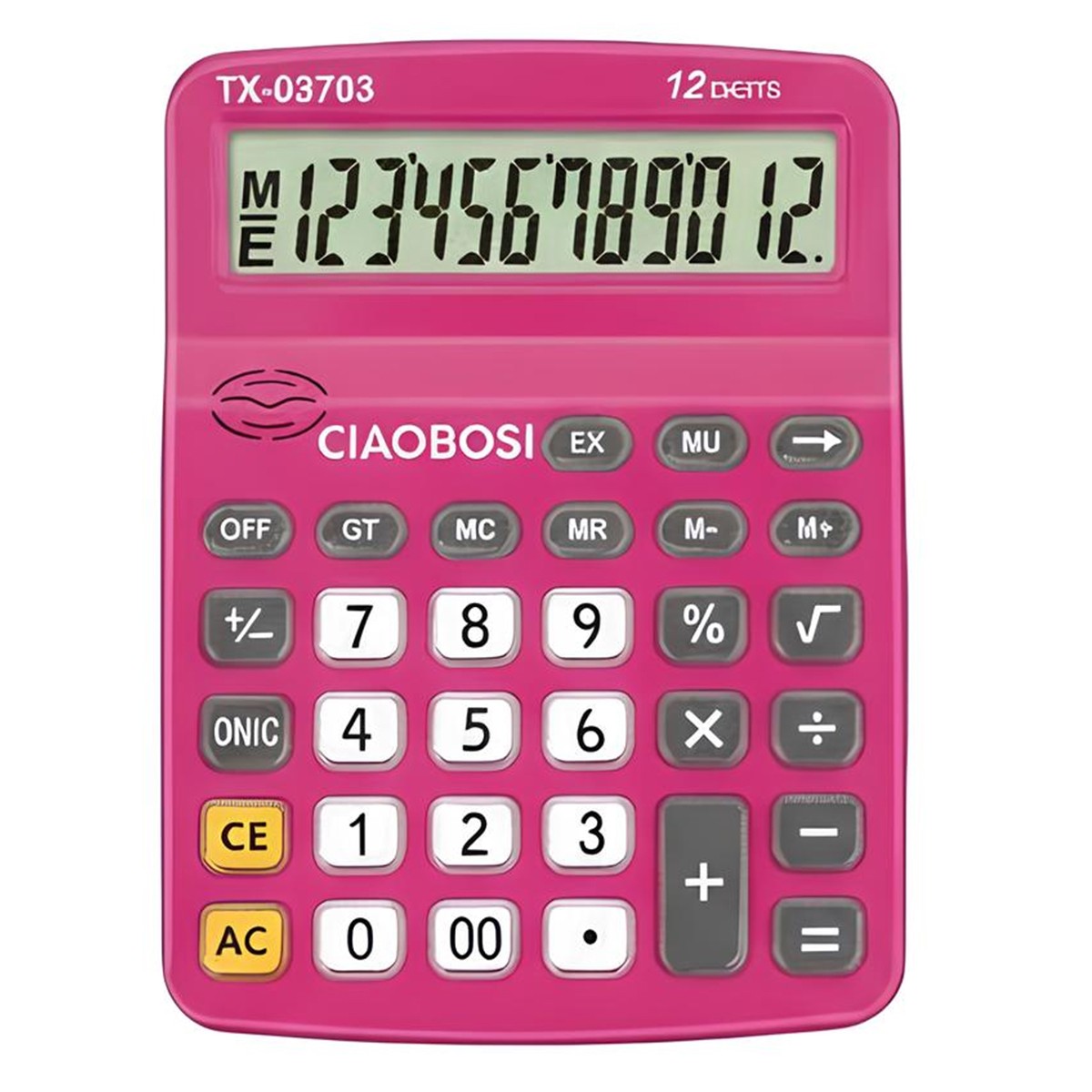 Calculatrice de bureau rose Avizar à 12 chiffres et grand écran LCD