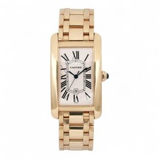 Cartier Tank Americaine Large 27mm 18K Gold White Dial Watch W26031K2 1740