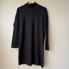 Uniqlo Black Long Sleeve Rib Knit Sweater Dress Turtleneck Womens Size Small