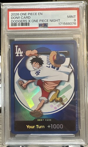 2026 DODGERS x ONE PIECE NIGHT MONKEY D LUFFY DON!! CARD PROMO PSA 9 MINT