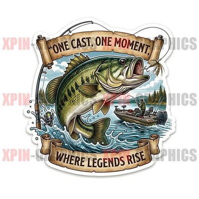Fishing fish bass sticker vinyl decal one cast one moment S