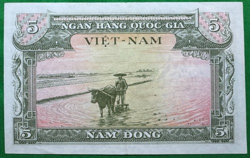 VIETNAM 5 DONG BANKNOTE 1955 CURRENCY PAPER MONEY L3.697504 - Picture 2 of 2