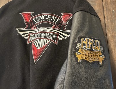 Vincent Black Eagle Motorcycle Jacket Rare Genuine Leather And Wool HRD USA  