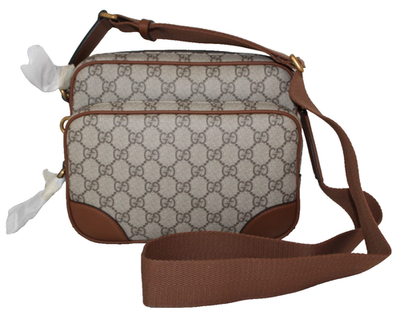 NWt Gucci GG Monogram Emblem Crossbody Double Zip Pocket Shoulder