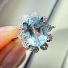 925 Sterling Silver Ring 8x6mm Natural Blue Topaz Zircon Handmade Flower Gift — photo 9