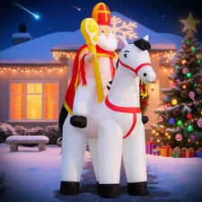 6FT Christmas Inflatable Blow Up Decorations, Saint Nicholas Sinterklaas Ridi...