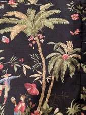 2 Black King Size Pillow Shams Vintage NOS Waverly 'Polynesian Swing Ebony'