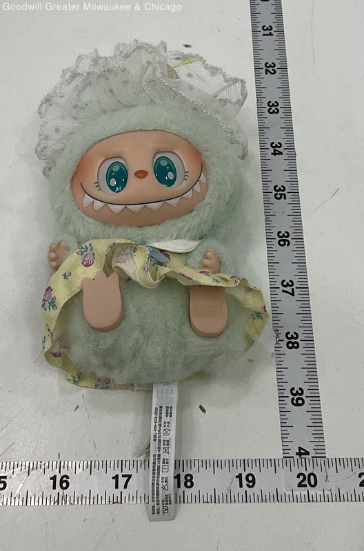 Pop Mart Mint Green Floral Plush The Monsters QuQu Yellow Dress Lace Bonnet