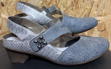 Ladies Rieker Mary Jane Leather Shoes. Uk6 Eu39. Blue. Floral Print. BRAND NEW