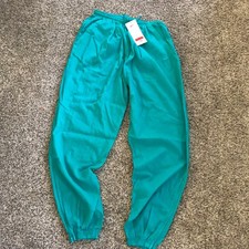 Vtg Nike Swishy Windbreaker Track Jogger Pants teal Athletic Bottoms NWT Flat L