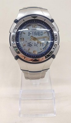 CASIO wave ceptor WVX-100J men Quartz Blue Silver Watch Japan