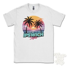 IPSWICH SUFFOLK T-SHIRT - Retro Miami Style Funny UK Summer Parody