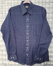 TownCraft Vintage Blue Check Shirt Men's Medium Button Up Workwear Retro Y2K