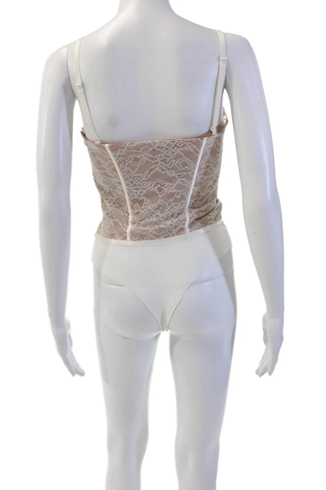 Cami NYC Mujer Cremallera Lateral Correa de Espagueti Botón Parte Inferior Encaje Body Blanco Pequeño Foto 4 de 4