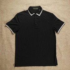 G/FORE Polo Shirt Mens Medium Black White Trim Collar Golf Performance Tech