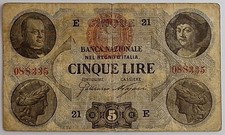 5 Lire Nuovo tipo - Regno d'Italia - 15/01/1873 - BB-