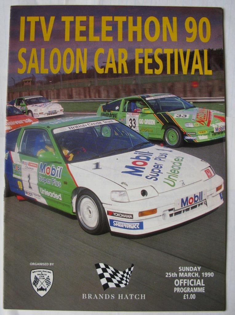 MARCAS ESCOTILLA 25 Mar 1990 ITV Telethon 90 Sedán Coche Fest A4 Programa Oficial
