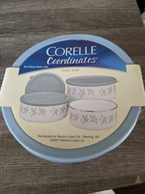 CORELLE COORDINATES PINK TRIO PORCELAIN OVER STEEL 6 PIECE BOWL SET FREE US SHIP