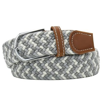 Multicolored Elastic Woven Golf Belts for Waist Size 36''-39'' Greywhitelightgrey