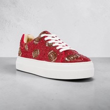 Betsey Johnson SIDNY rhinestone RED football,...