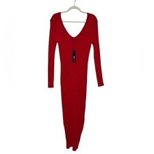 Fashion Nova NWT Red Ribbed Knot Maxi Sweater Dress Size 3X Christmas Hiliday
