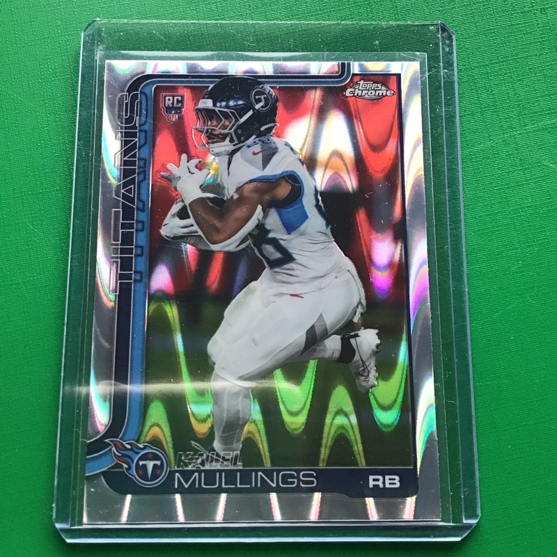 2025 Topps Chrome Football Kalel Mullings Rookie Card Raywave Refractor Titans