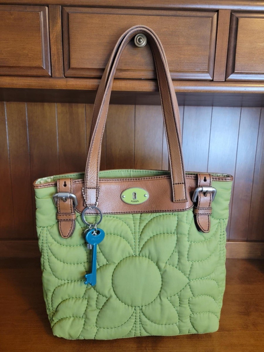 Fossil Key-Per Quilted Nylon Tote Shoulder Bag Black Green Travel Overnight Fossil Key Per Shoulder Bag Quilted Bags & Handbags for  main image 4