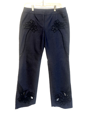 Womens Express Stretch trouser ,jeans   Embellished Leather fkoral 7/8 unique