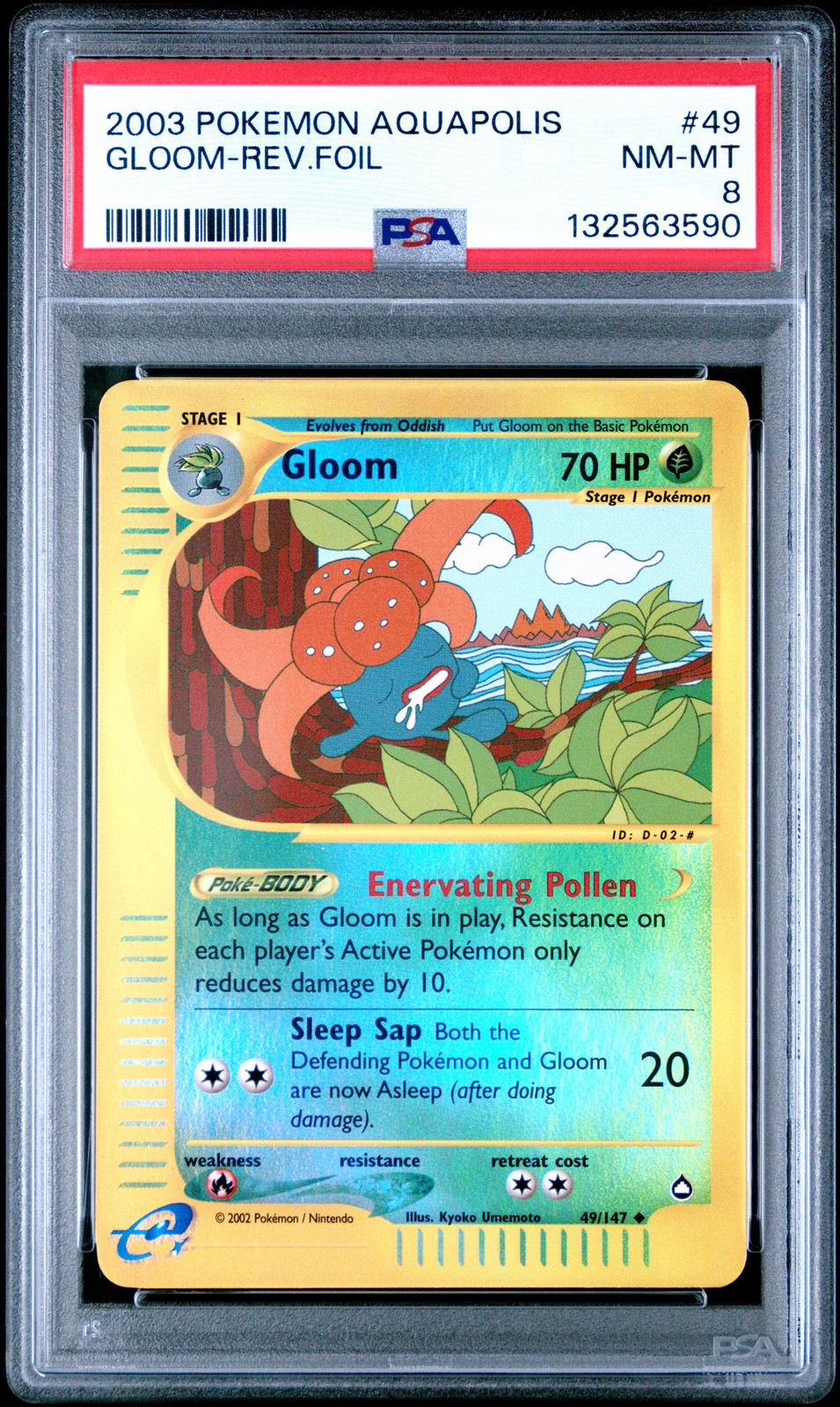 2003 POKEMON AQUAPOLIS #49 GLOOM-REVERSE FOIL PSA 8