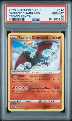 Pokémon TCG Radiant Charizard Crown Zenith Holo Ultra Rare Card 020/159 PSA 10