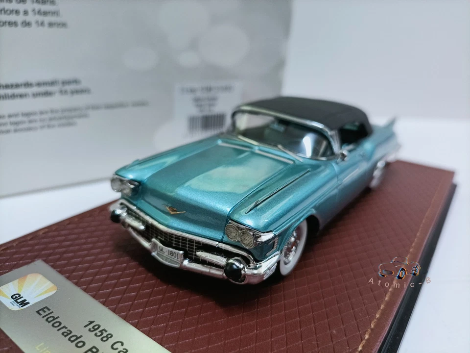 Modelo de coche convertible GLM 1:43 Cadillac Eldorado Biarritz resina azul vintage Foto 2 de 4