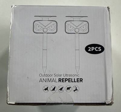 Animal Repeller Ultrasonic Solar Power Outdoor Pest Cat Mice Deer Sensor 2 Piece