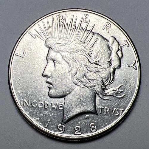 1928-S Better Date Peace Silver Dollar In XF Condition