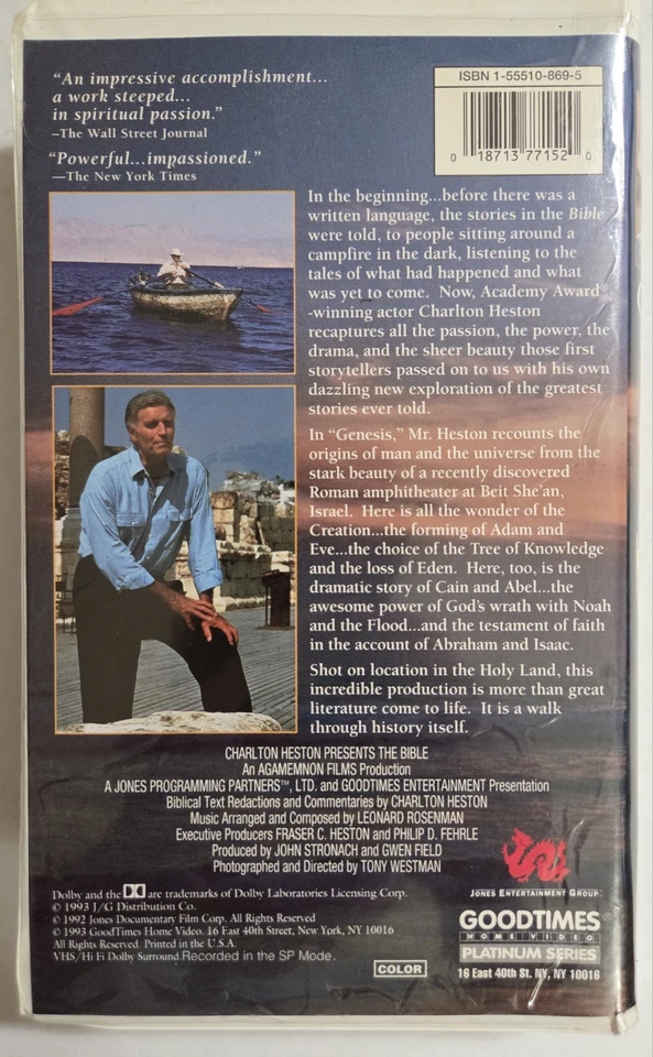 Charlton Heston Presents the Bible : Genesis VHS 1995 (Clamshell) - Image 2 of 3