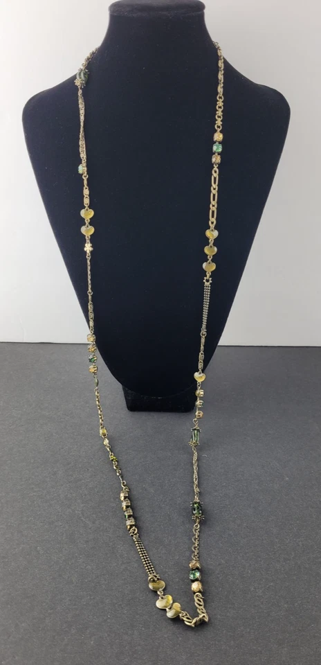 Pilgrim Danish Design Extra Long Metal Multicolored Rhinestone Necklace 46" - Image 2 of 4