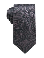 RYAN SEACREST Mens Purple Paisley Gardenia Paisley Silk Slim Neck Tie