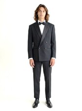 CLAUDE MONTANA - 1980s Black Wool Stripe Tuxedo, Size Medium