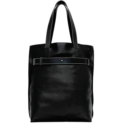 Pre-owned Loewe Tote Bag with Vertical Strap and Anagram Leather, Black, Item