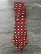Brooks Brothers Makers Pure Silk Neck Tie Red Gold Geometric 59 1/2 x3 1/2